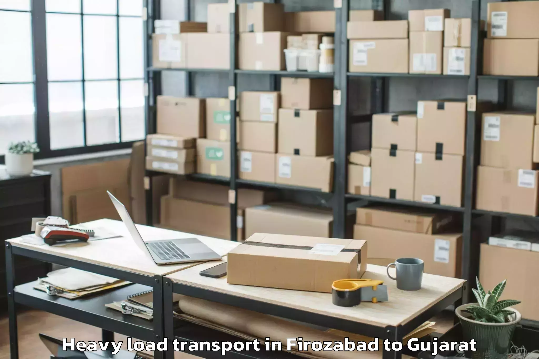 Trusted Firozabad to Khambhaliya Heavy Load Transport